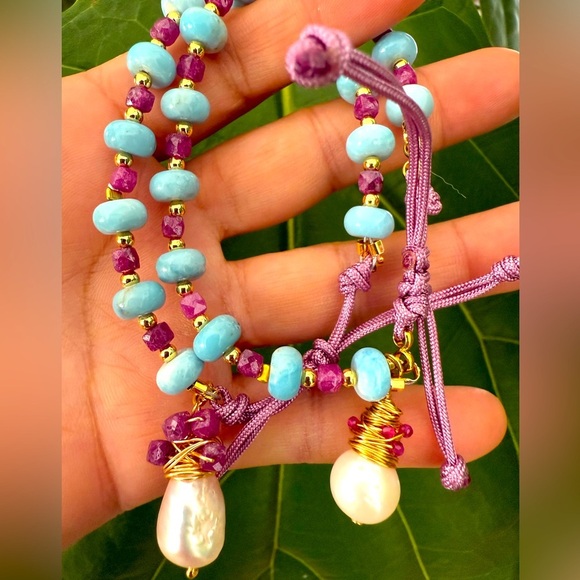 Larimar and Ruby Bracelets - Picture 1 of 7